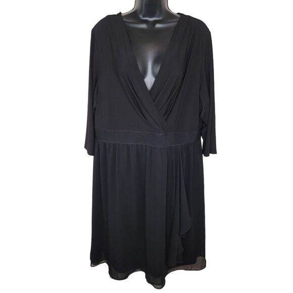 Lane Bryant Black Chiffon knee length dress Size 18 - Picture 1 of 7